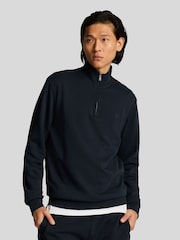 Lyle & Scott Blue 100% Cotton Superfine Quarter Zip Sweatshirt - Image 1 of 5