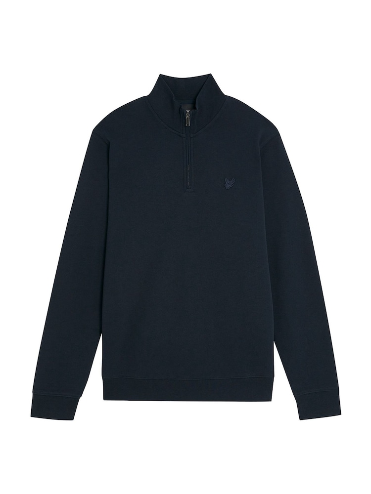 Lyle & Scott Blue 100% Cotton Superfine Quarter Zip Sweatshirt - Image 5 of 5