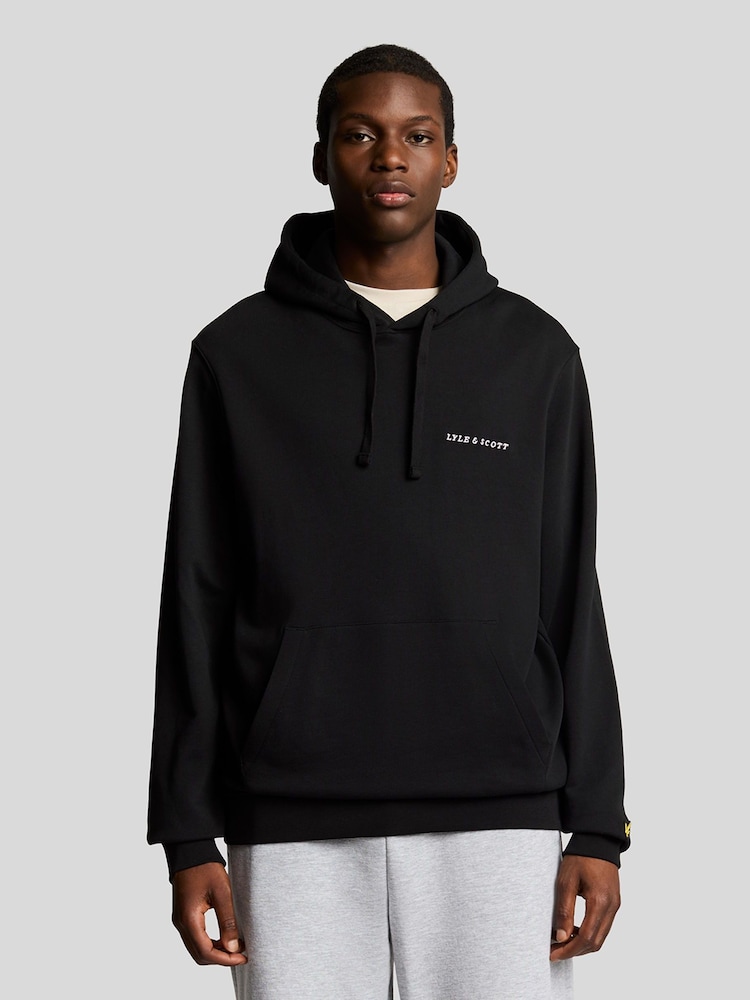 Lyle & Scott Black 100% Cotton Loopback Embroidered Hoodie - Image 1 of 5