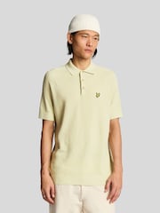 Lyle & Scott Yellow Linen Blend Knitted Polo Shirt - Image 1 of 4