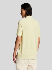 Lyle & Scott Yellow Linen Blend Knitted Polo Shirt - Image 2 of 4