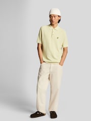 Lyle & Scott Yellow Linen Blend Knitted Polo Shirt - Image 3 of 4