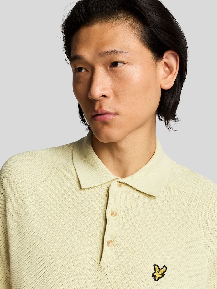 Lyle & Scott Yellow Linen Blend Knitted Polo Shirt - Image 4 of 4