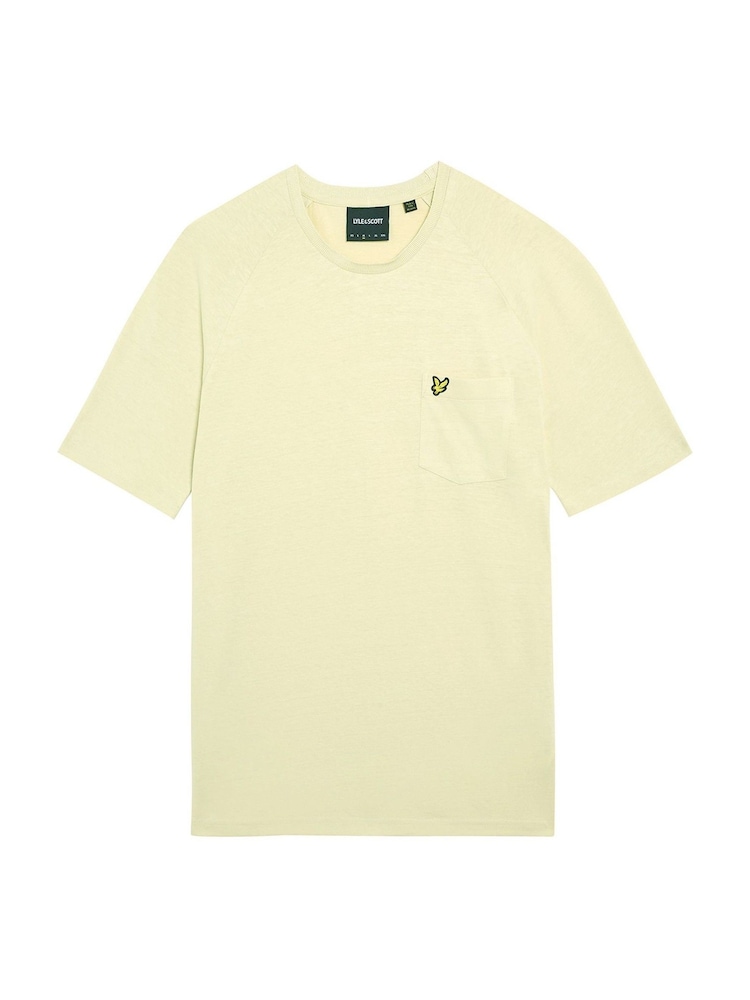 Lyle & Scott Yellow Linen Blend Raglan T-Shirt - Image 5 of 5