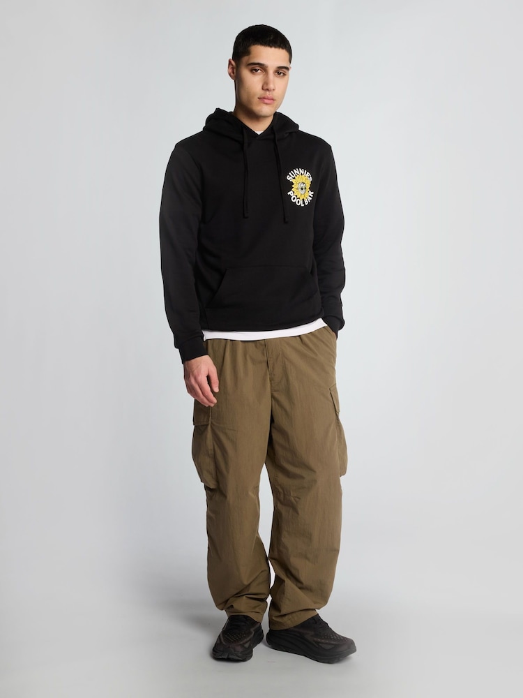 Lyle & Scott Black 100% Cotton Sunnies Pool Bar Graphic Pullover Hoodie - Image 2 of 4