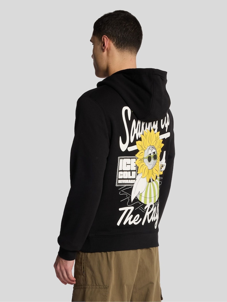 Lyle & Scott Black 100% Cotton Sunnies Pool Bar Graphic Pullover Hoodie - Image 3 of 4