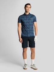 Lyle & Scott Blue Monogram Printed Polo Shirt - Image 2 of 5