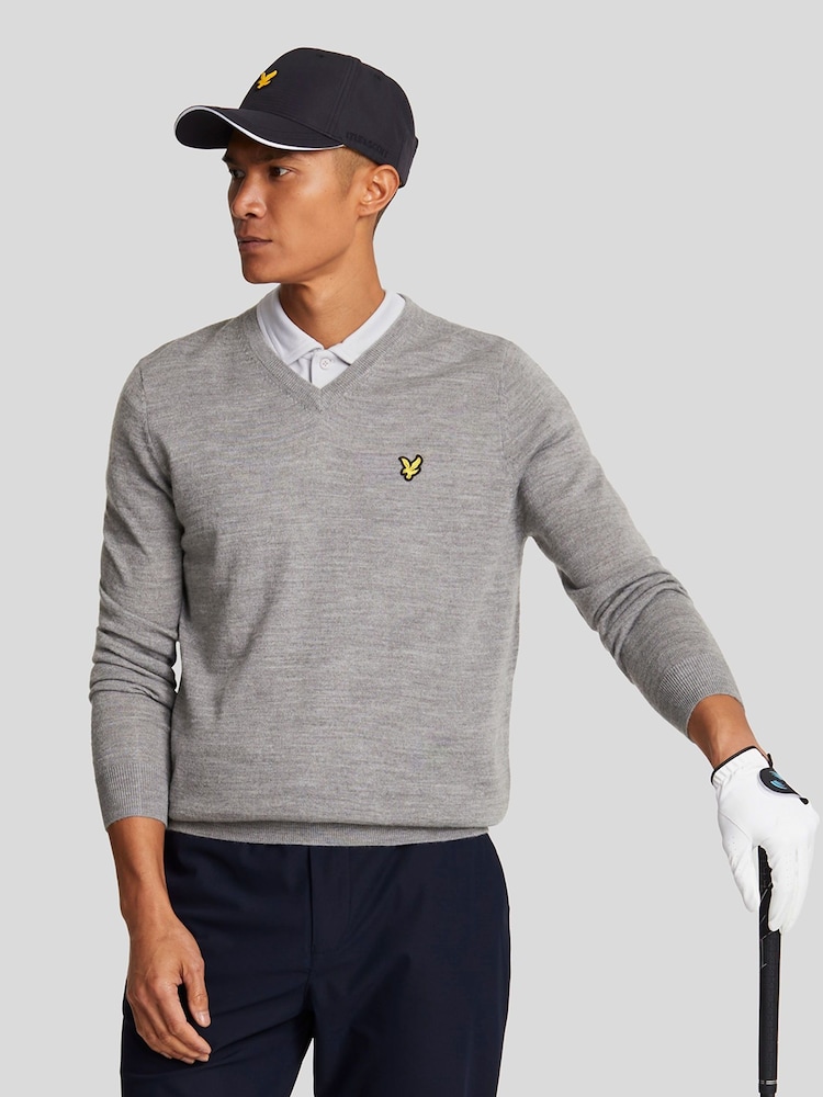 Lyle & Scott Grey Golf V-Neck Pull-Over Jumper - Image 1 of 5