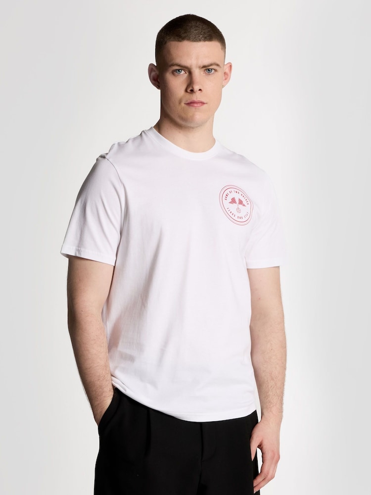 Lyle & Scott White 100% Cotton Game of Two Halves Graphic T-Shirt - Image 1 of 4
