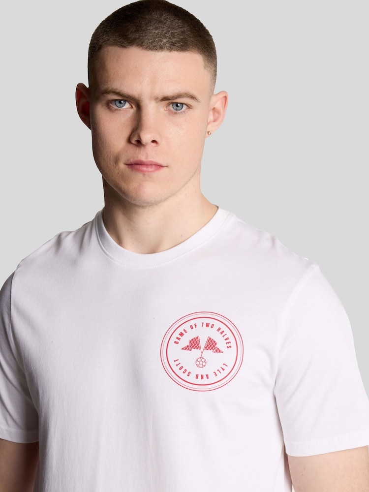 Lyle & Scott White 100% Cotton Game of Two Halves Graphic T-Shirt - Image 4 of 4
