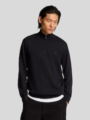 Lyle & Scott Black 100% Cotton Superfine Quarter Zip Sweatshirt - Image 1 of 5