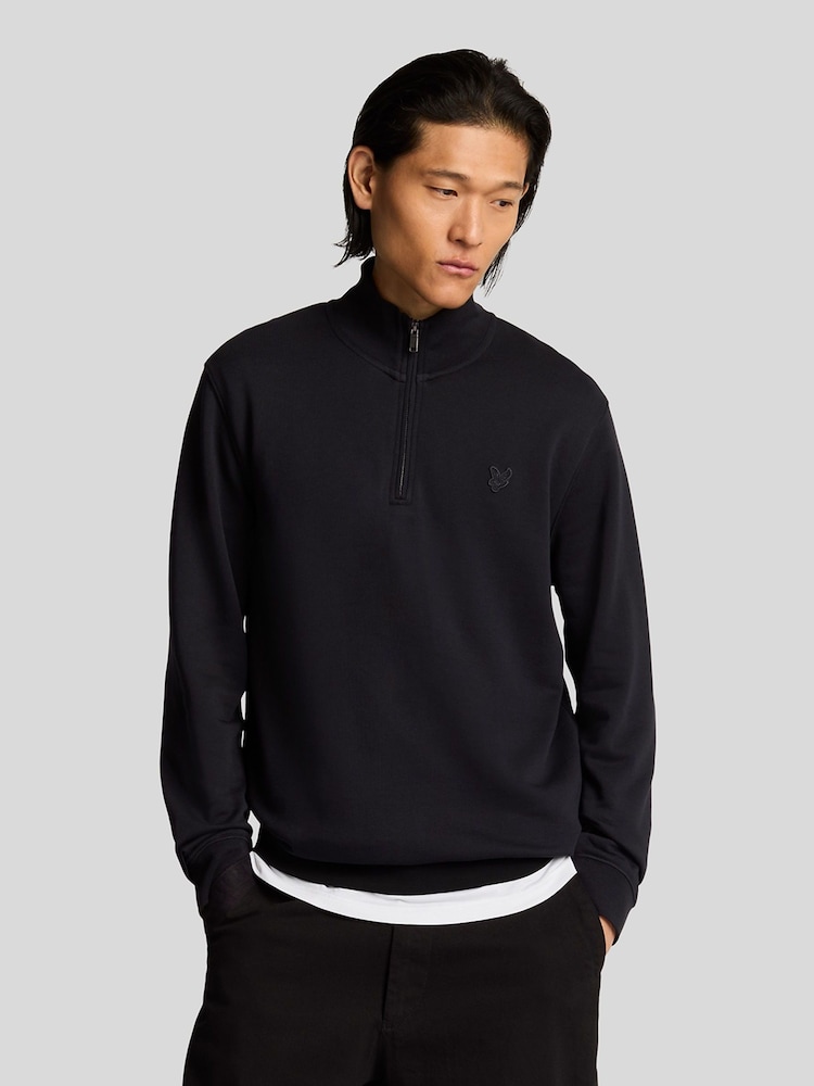 Lyle & Scott Black 100% Cotton Superfine Quarter Zip Sweatshirt - Image 1 of 5