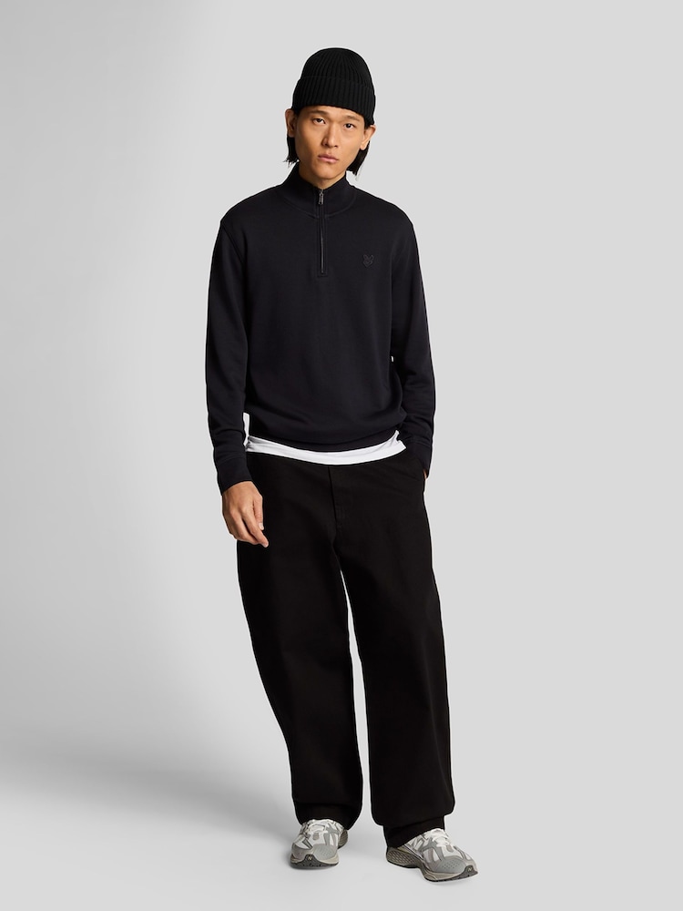 Lyle & Scott Black 100% Cotton Superfine Quarter Zip Sweatshirt - Image 4 of 5