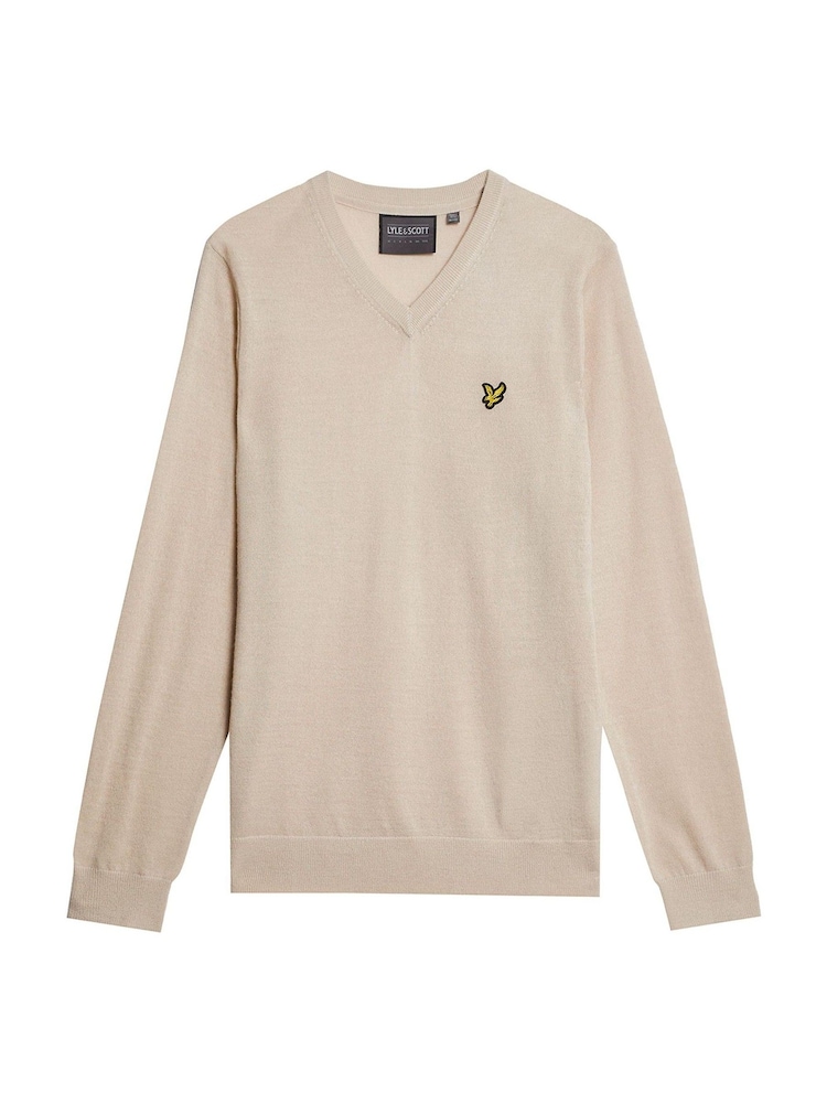 Lyle & Scott Cream Golf V-Neck Pull-Over Jumper - Image 5 of 5