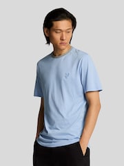 Lyle & Scott Blue 100% Cotton Contrast Collar Superfine T-Shirt - Image 1 of 5