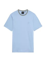 Lyle & Scott Blue 100% Cotton Contrast Collar Superfine T-Shirt - Image 5 of 5