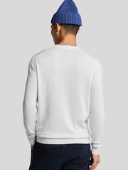 Lyle & Scott White 100% Cotton Tonal Superfine Crew Neck Jumper - Image 3 of 5