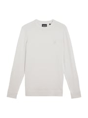 Lyle & Scott White 100% Cotton Tonal Superfine Crew Neck Jumper - Image 5 of 5