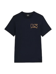 Lyle & Scott Blue 100% Cotton Polaroid Graphic T-Shirt - Image 5 of 5