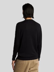 Lyle & Scott Black 100% Cotton Tonal Superfine Crew Neck Jumper - Image 3 of 5