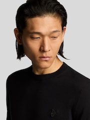 Lyle & Scott Black 100% Cotton Tonal Superfine Crew Neck Jumper - Image 4 of 5