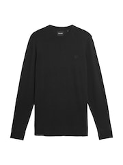 Lyle & Scott Black 100% Cotton Tonal Superfine Crew Neck Jumper - Image 5 of 5