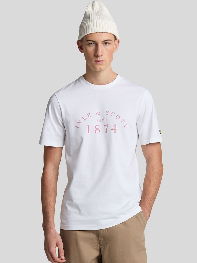 Lyle & Scott White 100% Cotton Established Heritage Graphic T-Shirt - Image 1 of 4