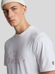 Lyle & Scott White 100% Cotton Established Heritage Graphic T-Shirt - Image 4 of 4
