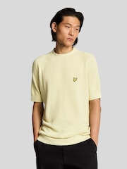 Lyle & Scott Yellow Linen Blend Knitted T-Shirt - Image 1 of 5