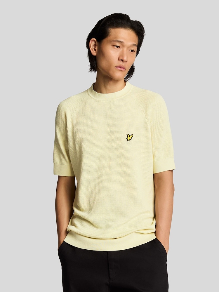Lyle & Scott Yellow Linen Blend Knitted T-Shirt - Image 1 of 5