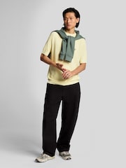 Lyle & Scott Yellow Linen Blend Knitted T-Shirt - Image 4 of 5