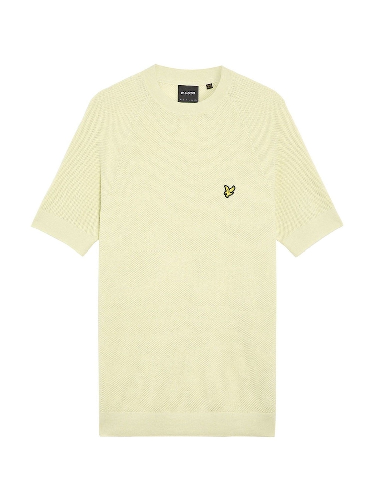 Lyle & Scott Yellow Linen Blend Knitted T-Shirt - Image 5 of 5