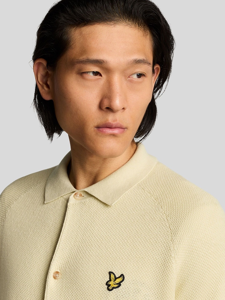 Lyle & Scott Yellow Linen Blend Knitted Shirt - Image 2 of 5
