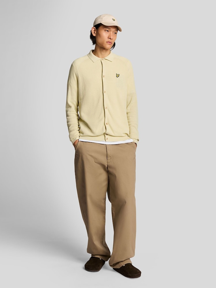 Lyle & Scott Yellow Linen Blend Knitted Shirt - Image 4 of 5