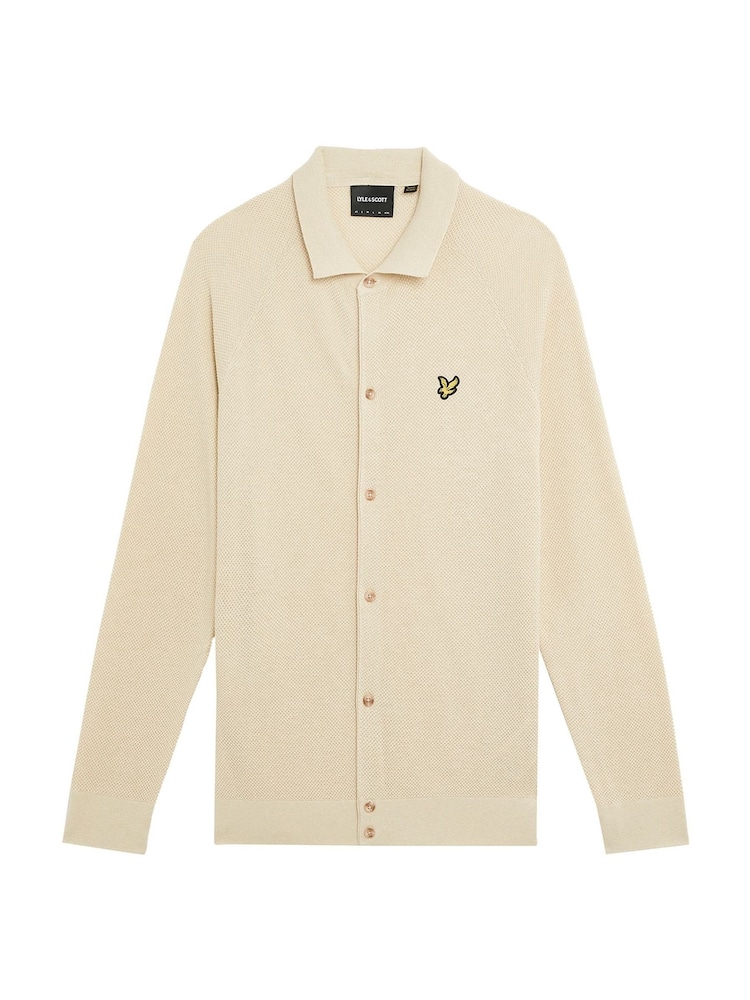 Lyle & Scott Yellow Linen Blend Knitted Shirt - Image 5 of 5