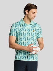 Lyle & Scott Long Sleeve Monogram Printed Polo Shirt - صورة 1 من 5