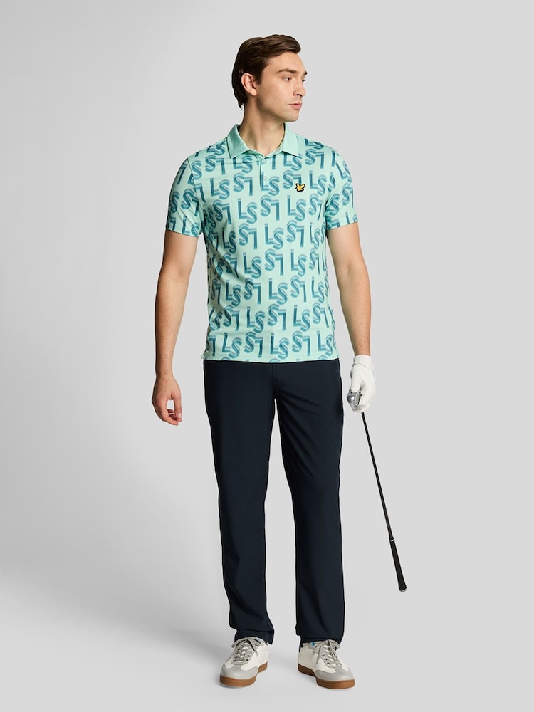 Lyle & Scott Long Sleeve Monogram Printed Polo Shirt - صورة 2 من 5