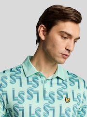 Lyle & Scott Long Sleeve Monogram Printed Polo Shirt - صورة 4 من 5
