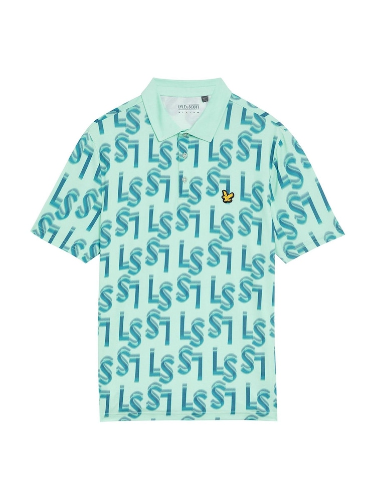 Lyle & Scott Long Sleeve Monogram Printed Polo Shirt - صورة 5 من 5