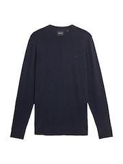 Lyle & Scott Blue 100% Cotton Tonal Superfine Crew Neck Jumper - Image 5 of 5