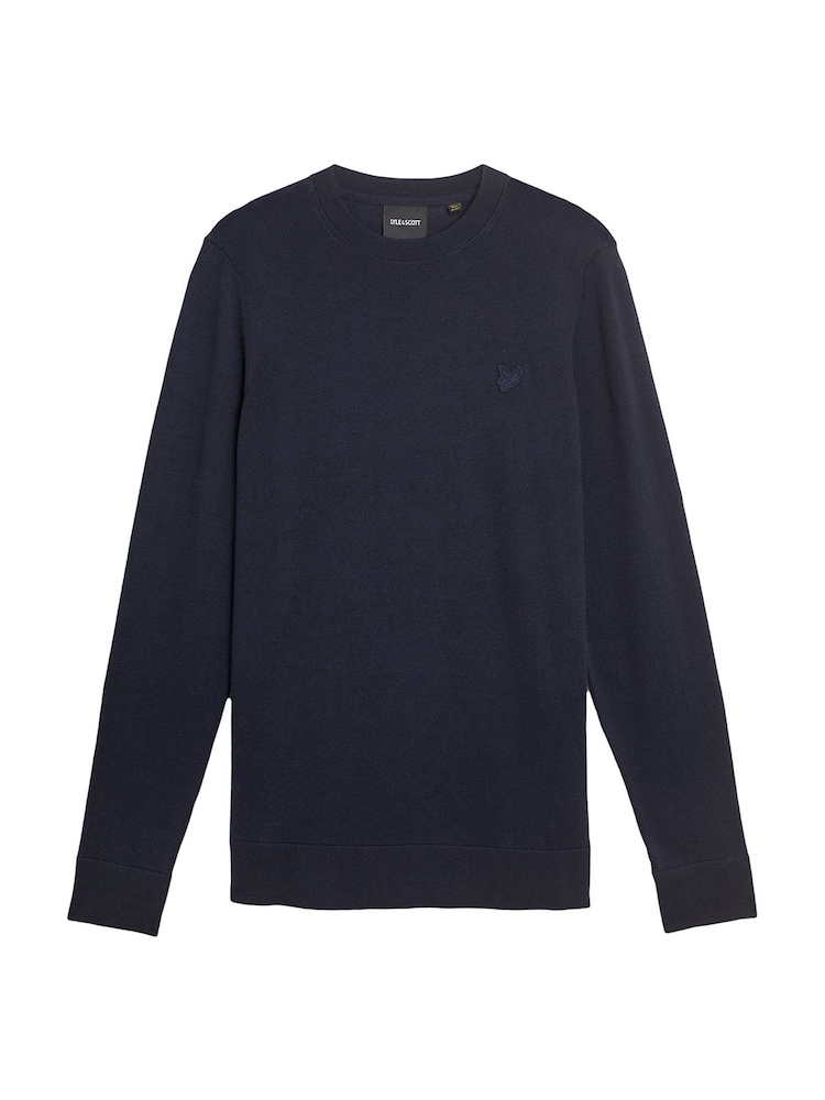 Lyle & Scott Blue 100% Cotton Tonal Superfine Crew Neck Jumper - Image 5 of 5