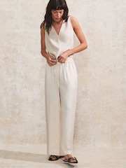 Ro&Zo White Linen Blend Trousers - Image 2 of 5