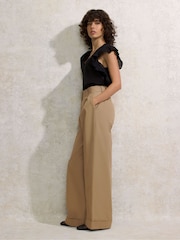 Ro&Zo Brown 100% Cotton Turn Up Hem Chinos - Image 4 of 4