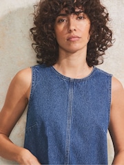 Ro&Zo Blue 100% Cotton Denim Shift Dress - Image 3 of 5