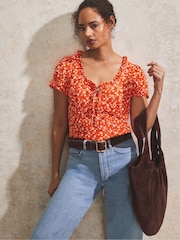 Ro&Zo Red Ditsy Empire Seam Top - Image 1 of 3