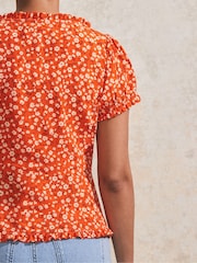 Ro&Zo Red Ditsy Empire Seam Top - Image 2 of 3
