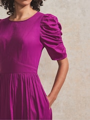 Ro&Zo Purple 100% Cotton Puff Sleeve Midi Dress - Image 2 of 6