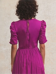 Ro&Zo Purple 100% Cotton Puff Sleeve Midi Dress - Image 6 of 6