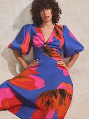 Ro&Zo Blue 100% Cotton Floral Poplin Dress - Image 2 of 4