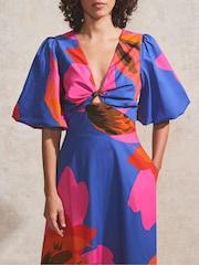 Ro&Zo Blue 100% Cotton Floral Poplin Dress - Image 3 of 4